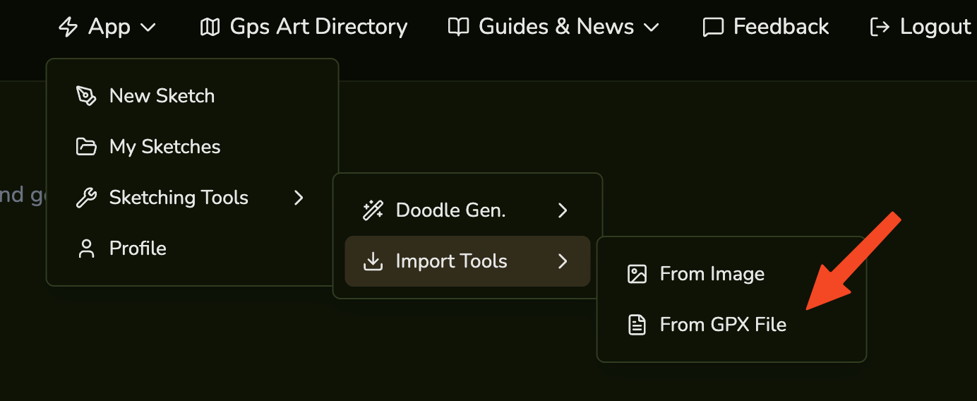 GPX Importer Menu