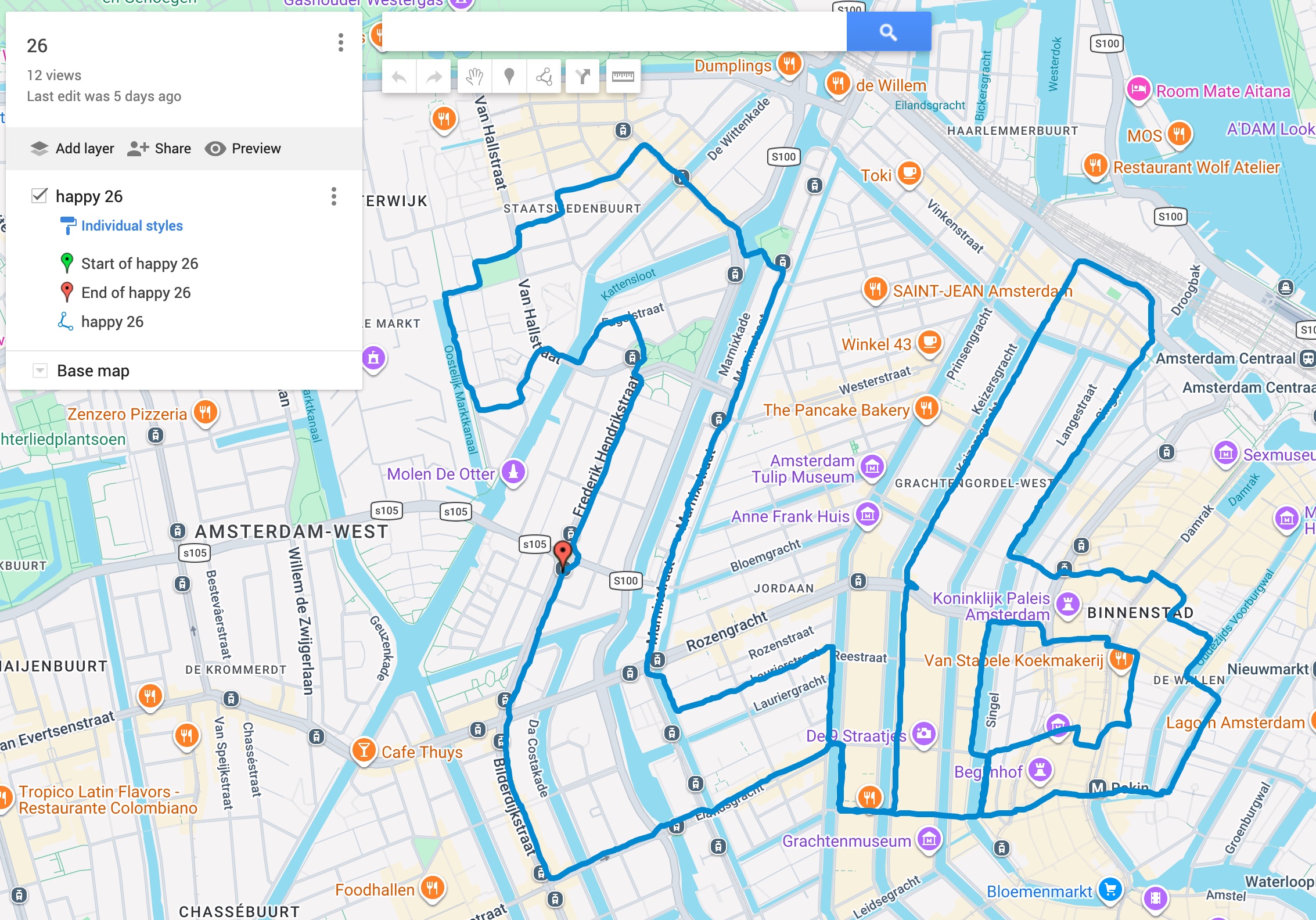 Route Displayed on Map